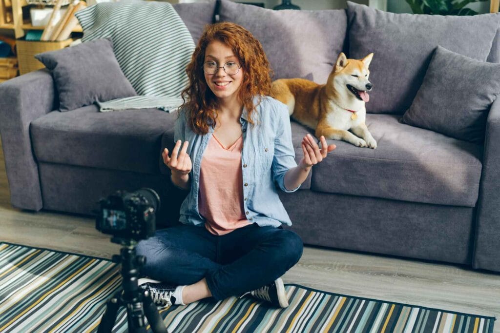 A young  girl recording her video and teaching How to Start a YouTube Channel.